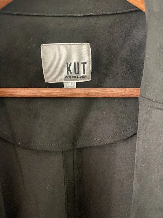 NWOT KUT From The Kloth Black Suede Long Coat - Picture 5 of 10